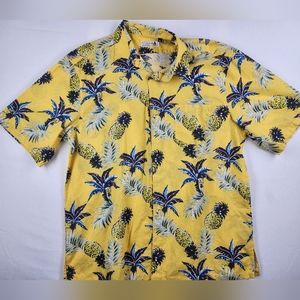 Yellow Seaspice Hawaiian Shirt Pineapple Palm Trees XL